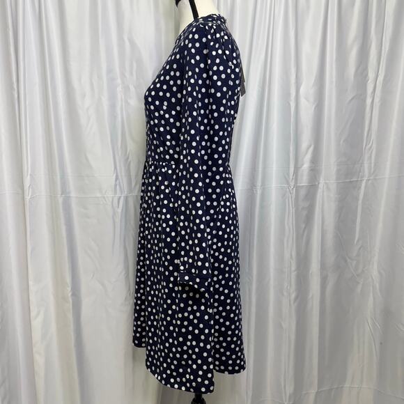 Boden Navy Polka Dot Long Sleeve Dress Size 4P NWT Tencel Cotton Blend - Picture 3 of 9